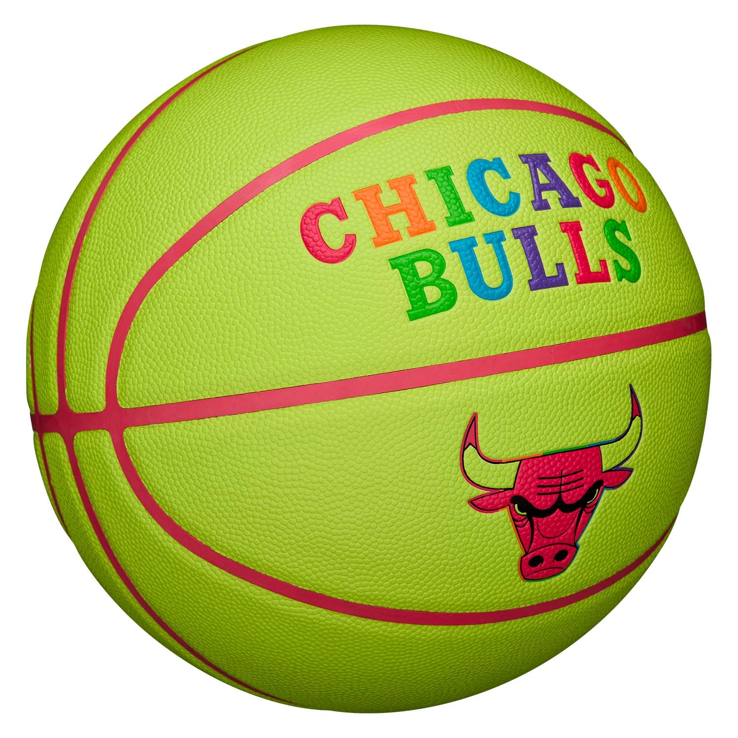 Chicago Bulls Neon Pop NBA Basketball (Size 7)