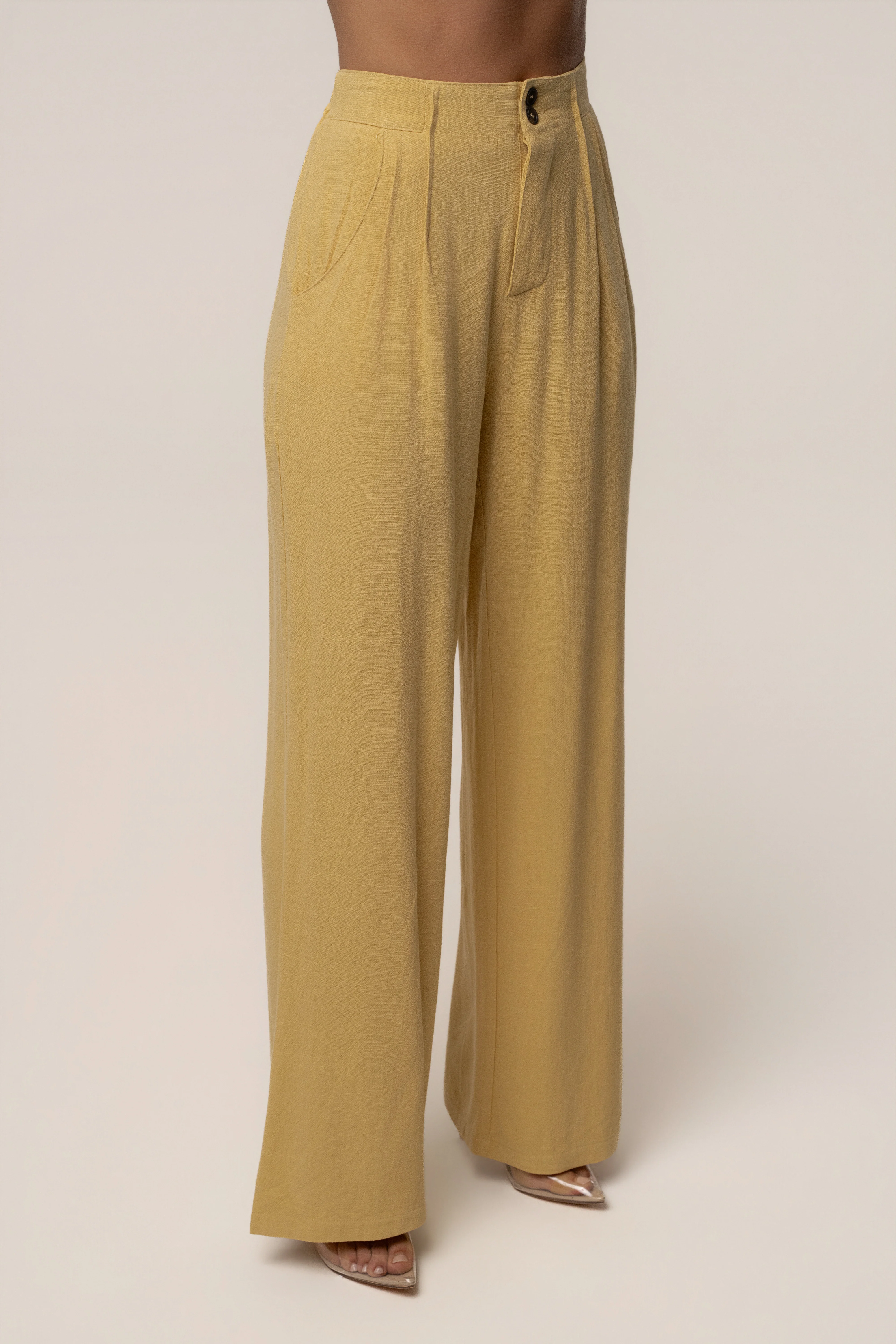 Yellow Thea Linen Pants