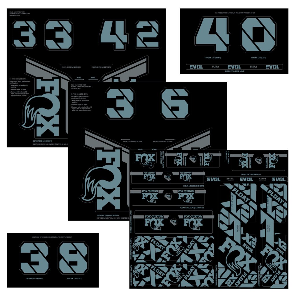 FOX CUSTOM Decal Kit for Fork & Rear Shock - Storm Blue
