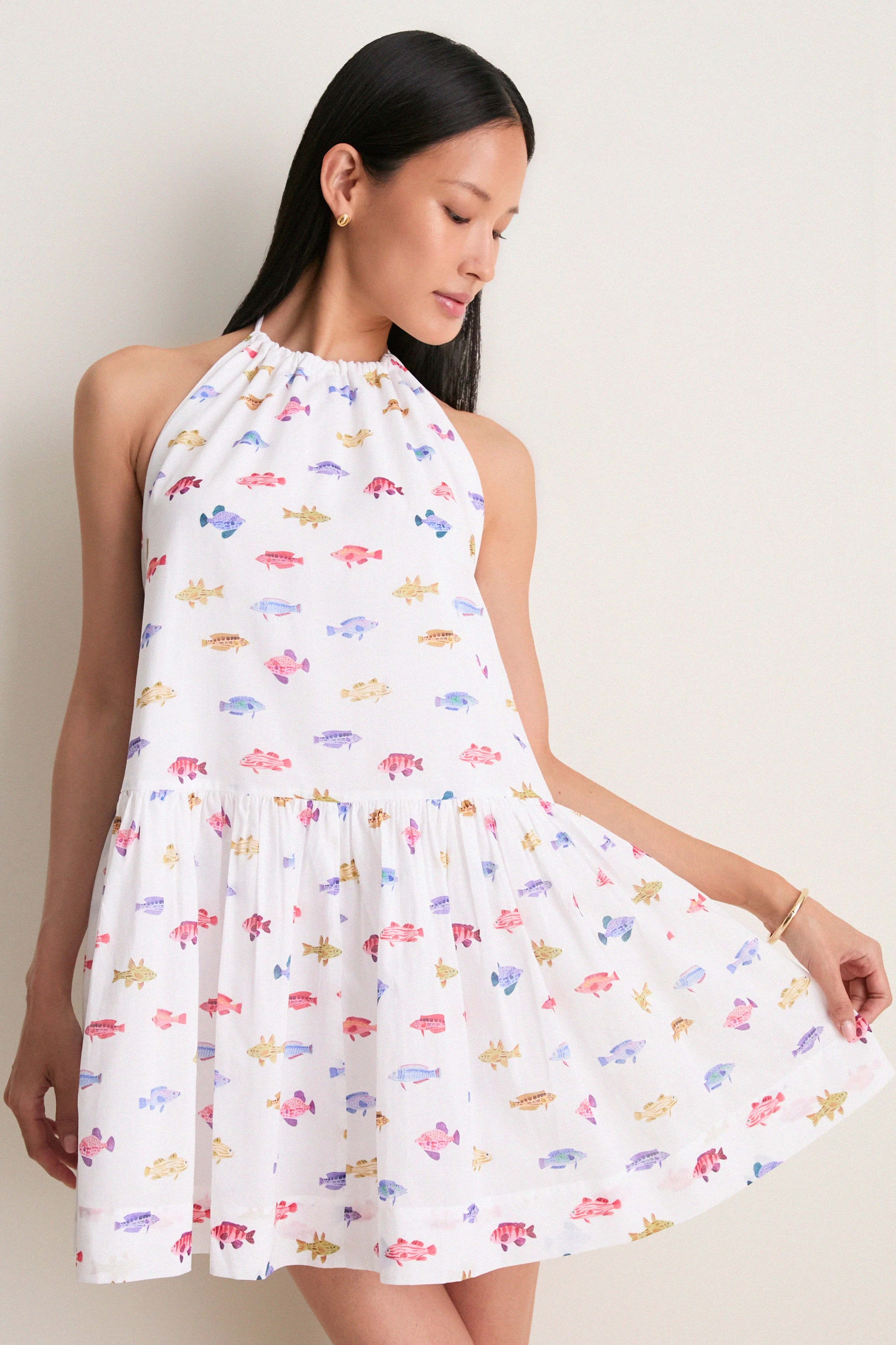 Rainbow Fish White Sol Tunic Dress