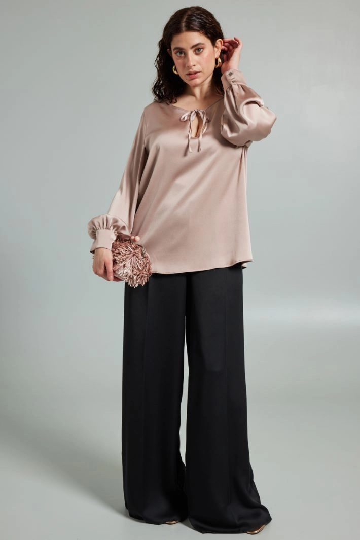 Hammered satin blouse - ANTIQUE PINK