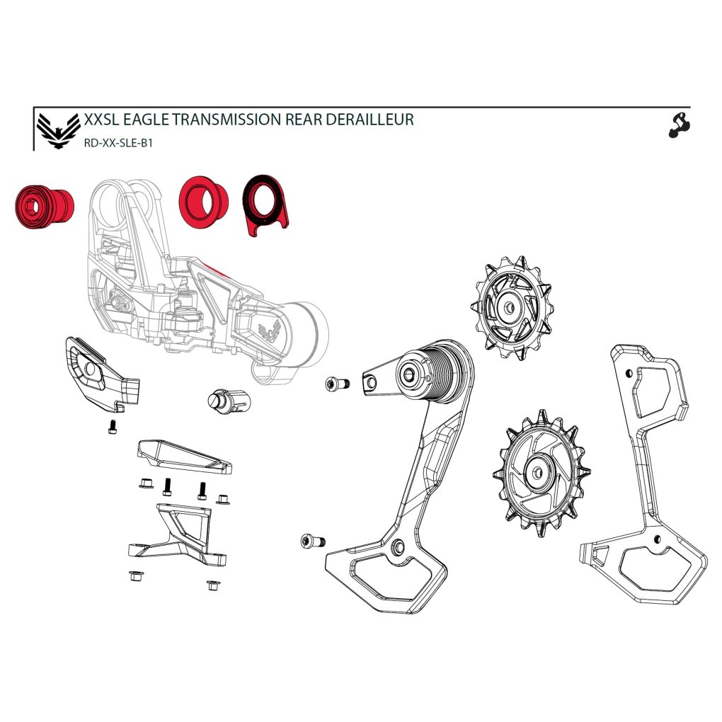 SRAM Full Mount Bolt Kit for XX SL Eagle Rear Derailleur - AXS | T-Type | B1 - 11.7518.104.000