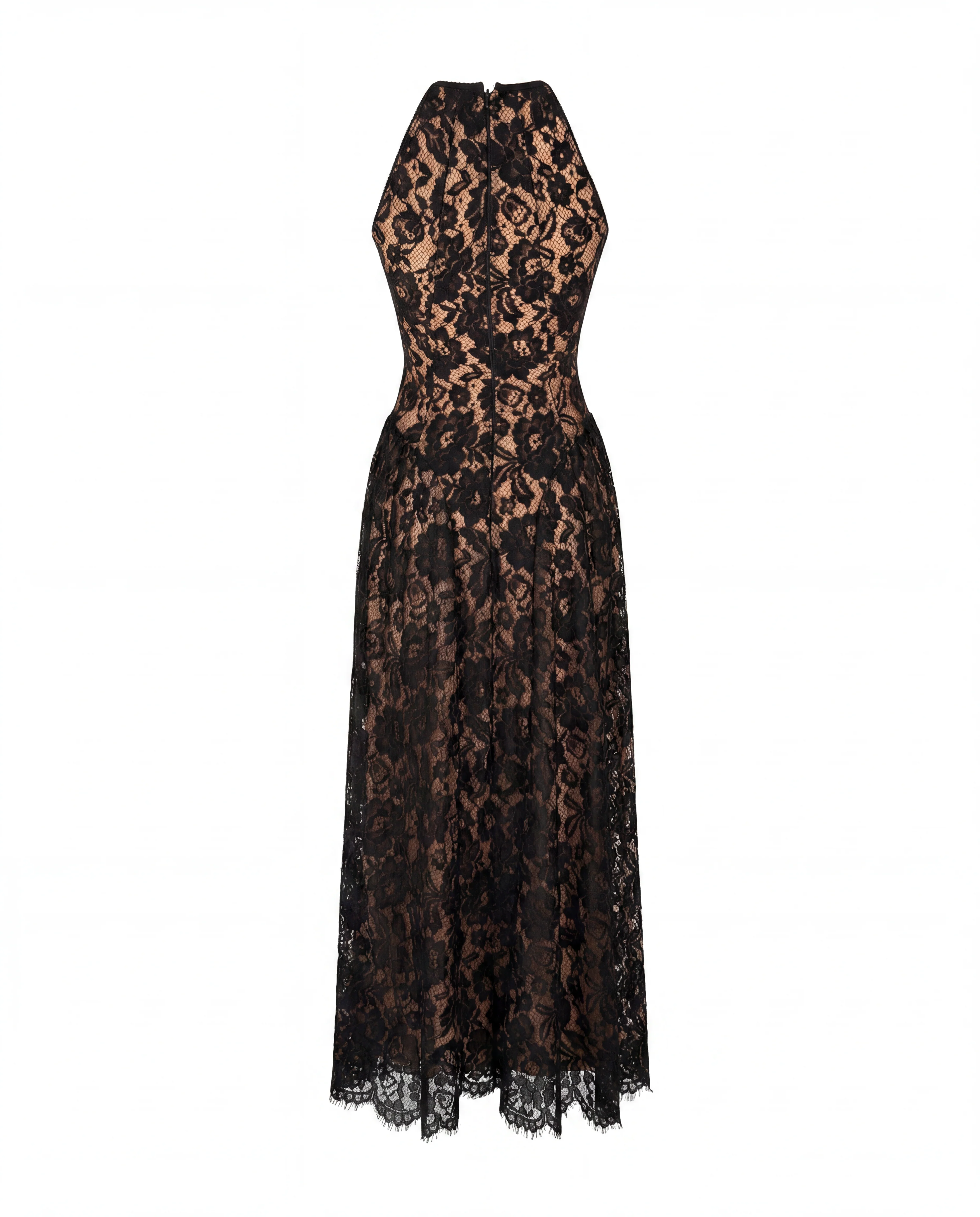 Black chantilly lace maxi dress