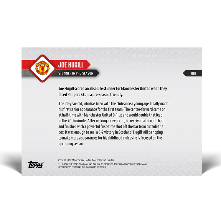 Joe Hugill - Stunner in pre-season - 24/25 Manchester United TOPPS NOW® Card 1