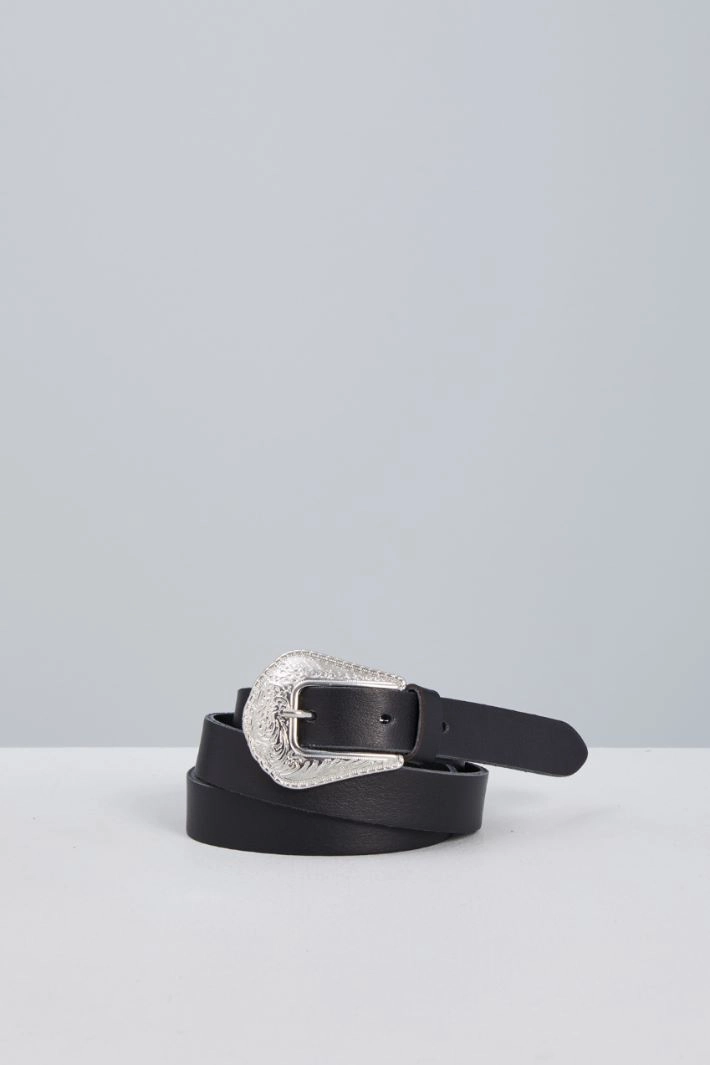 Thin smooth belt - BLACK SILVER