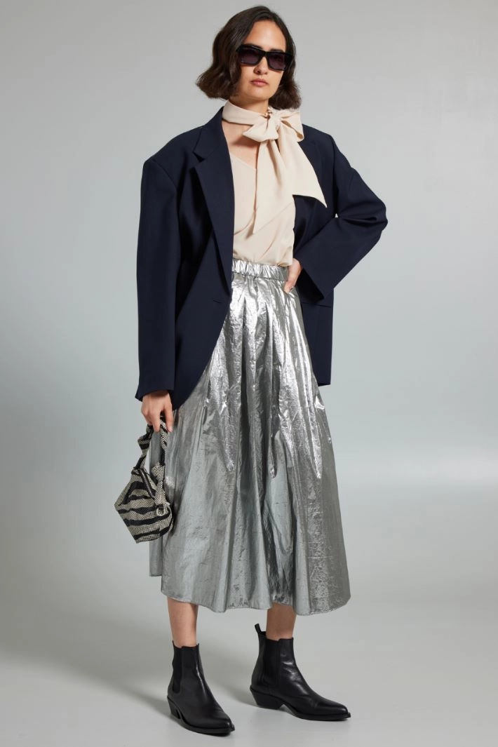 Full skirt in  lamé taffeta - SILVER