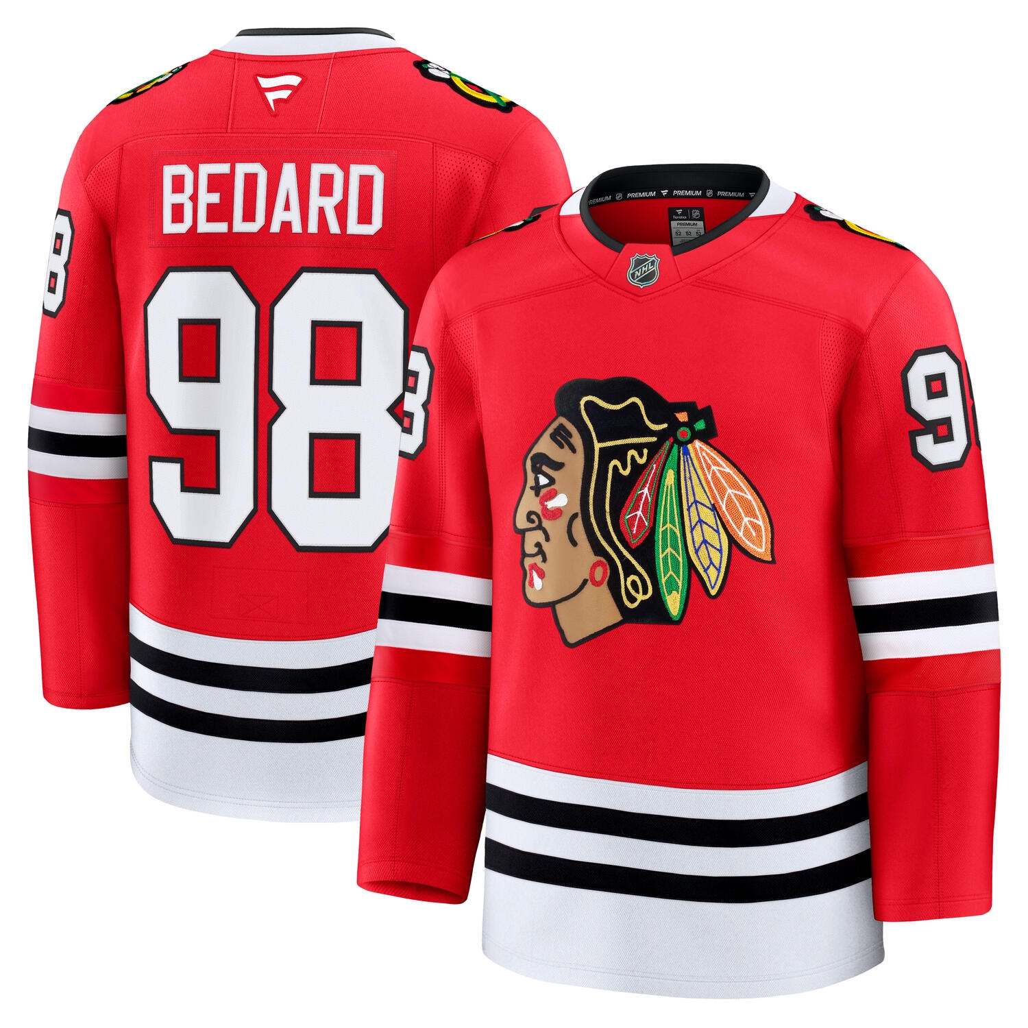 Connor Bedard #98 Chicago Blackhawks Premium NHL Jersey Home Red