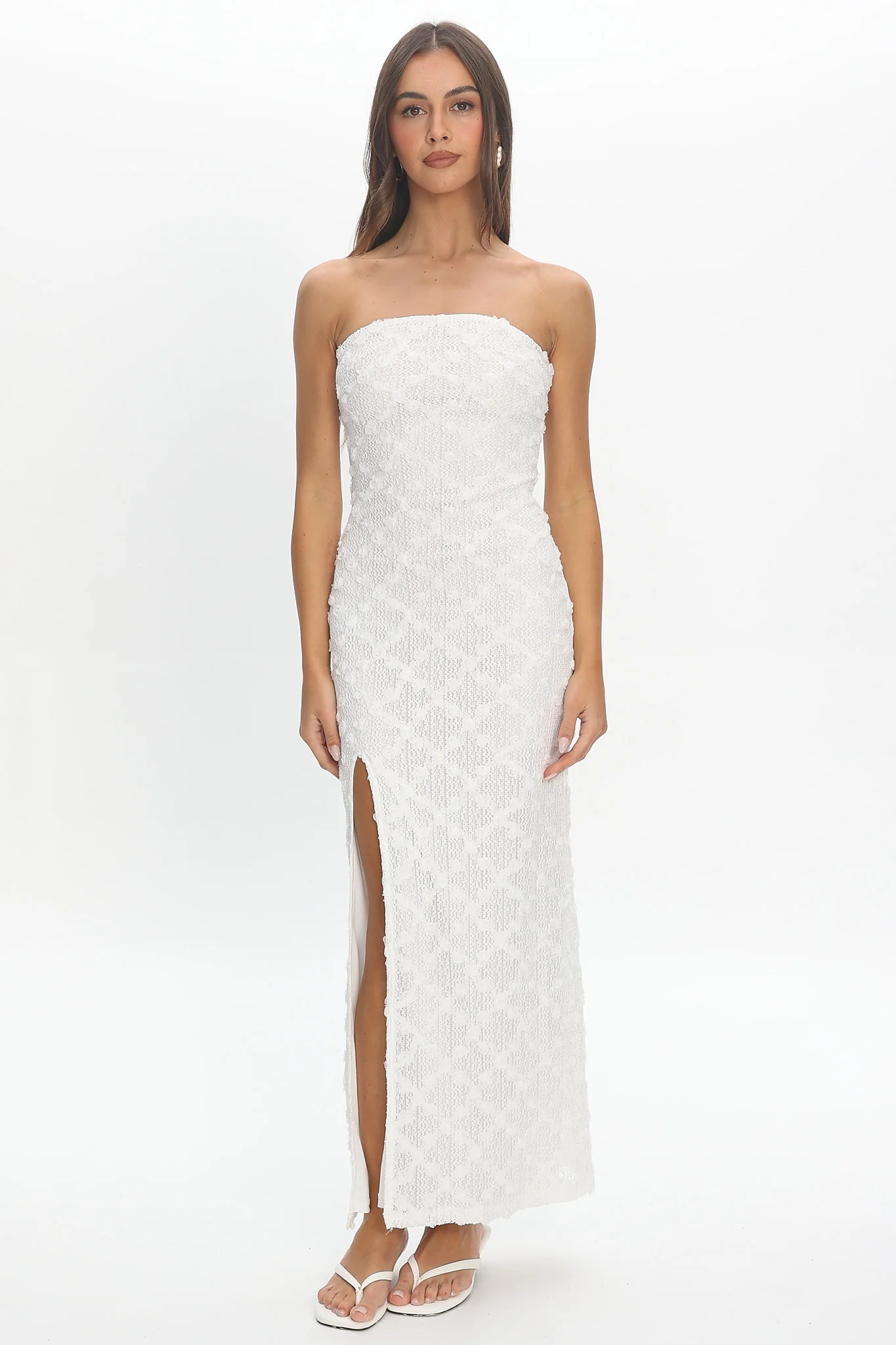 Sancia Front Split Maxi Dress White