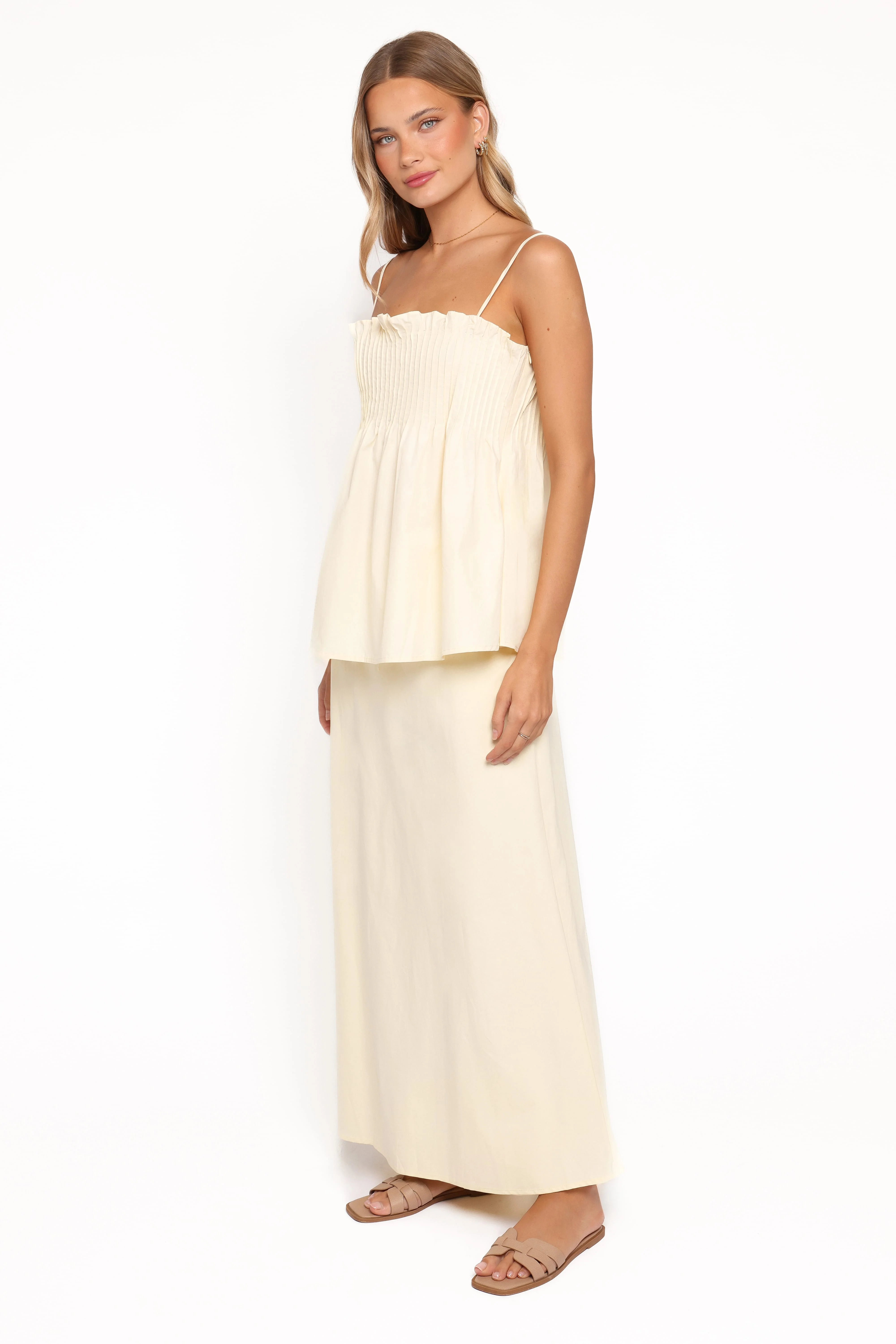 Elena Cotton Maxi Skirt - Butter Yellow