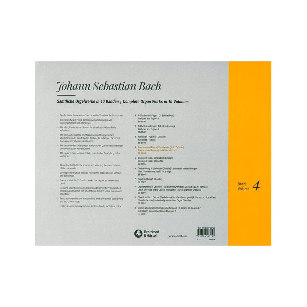 Breitkopf & Härtel Bach Sämtliche Orgelwerke 4 – Thomann Ireland
