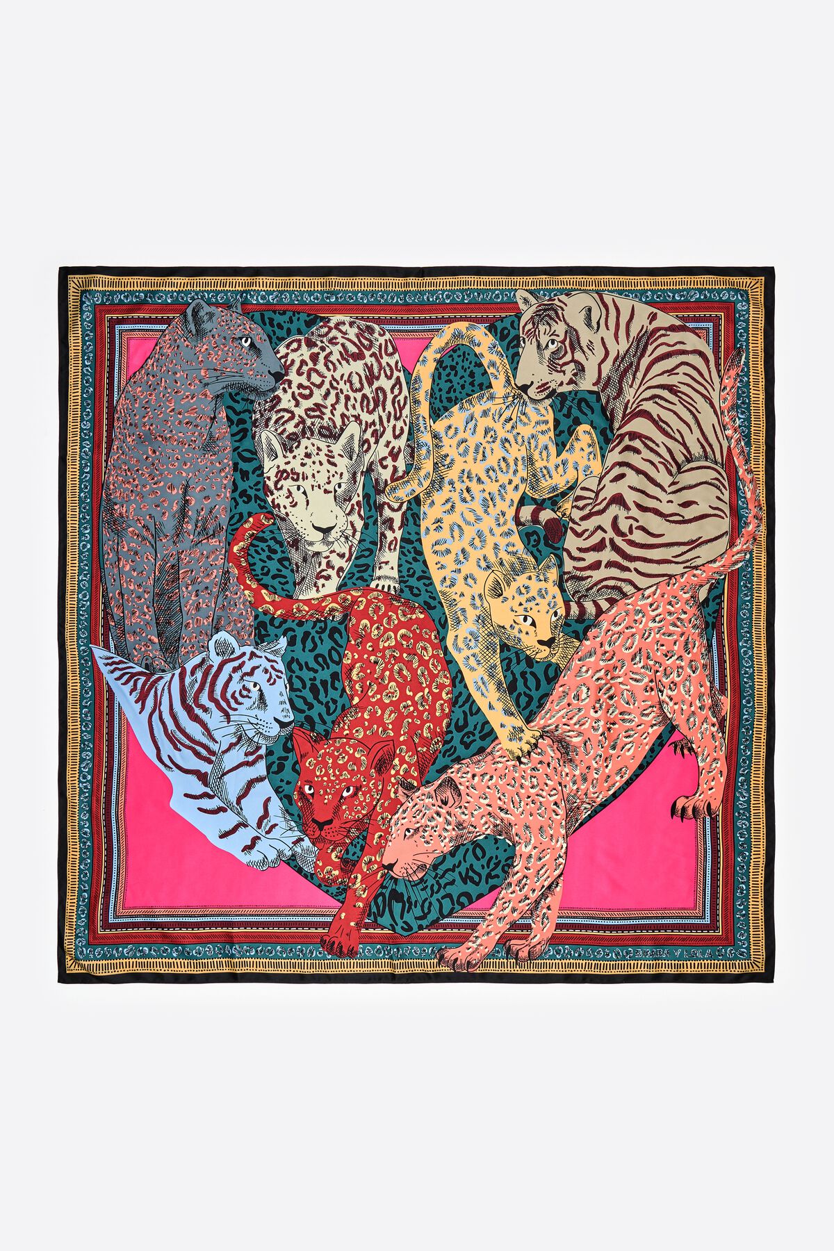 Aquamarine cats heart scarf with borders