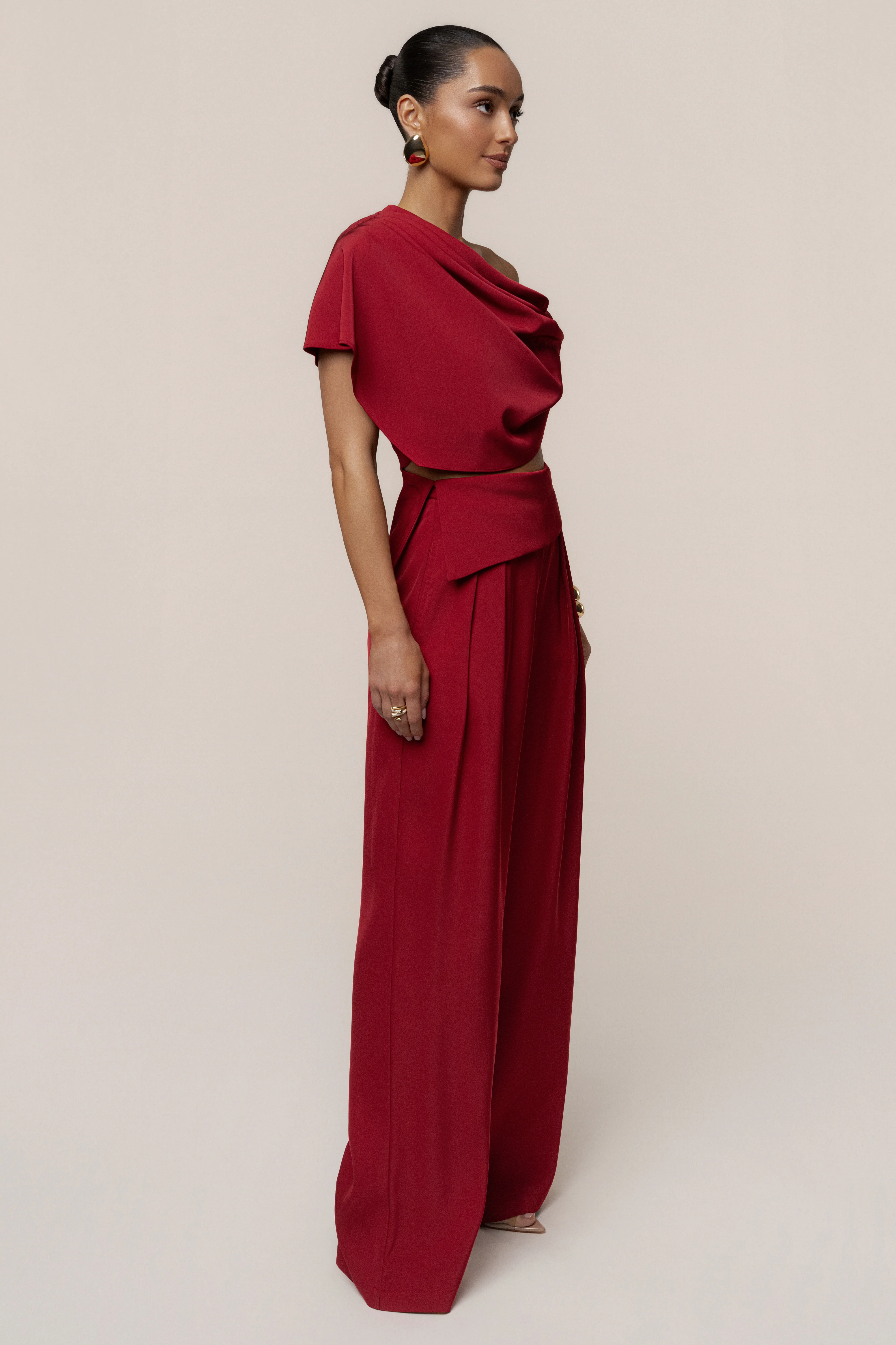Red Gleam and Glow Satin Top