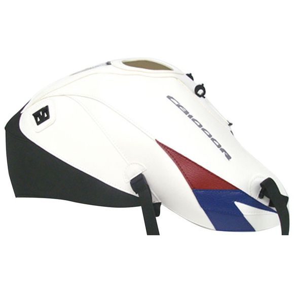 Tapis de réservoir Bagster Blanc/Pointes Azur Nacré et Rouge FoncéRef : 1565G