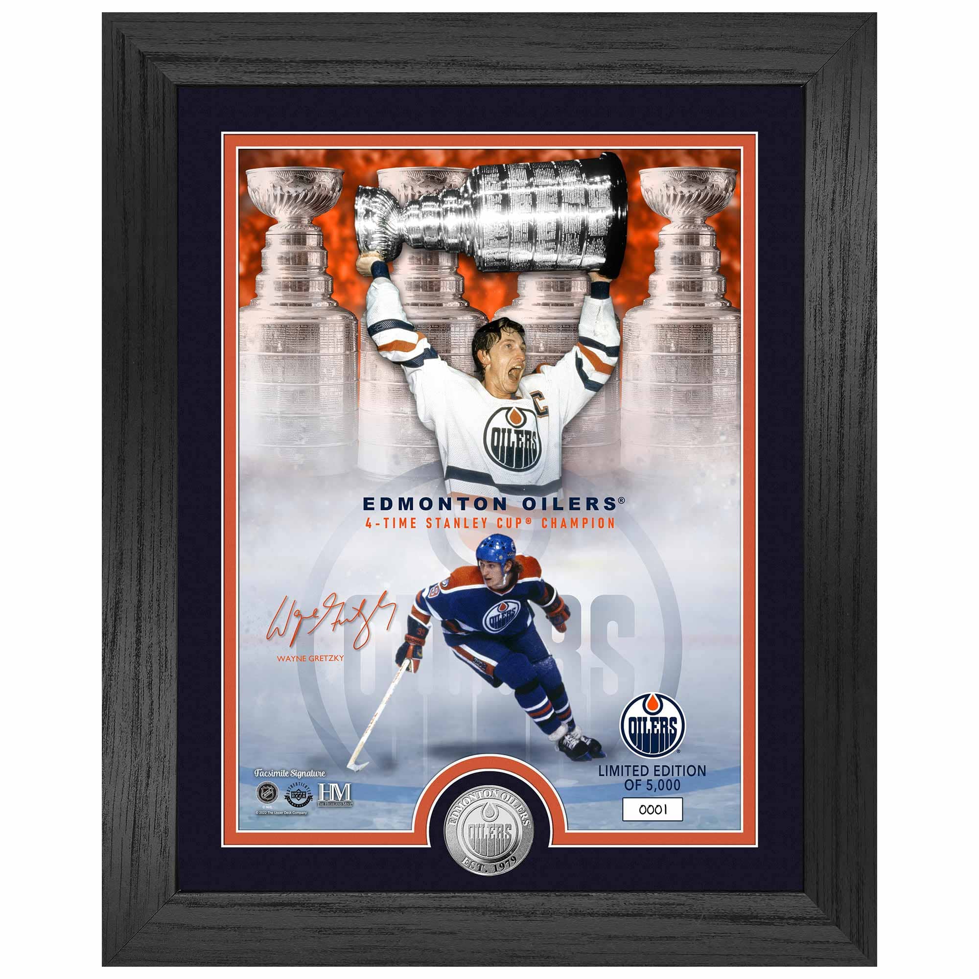 Wayne Gretzky Edmonton Oilers Silver Coin Framed NHL Photo