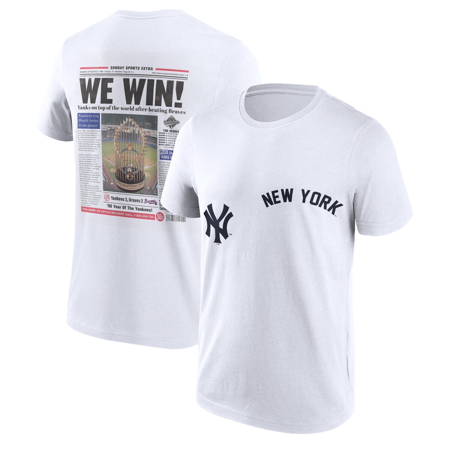 New York Yankees Championship Newspaper MLB T-Shirt White