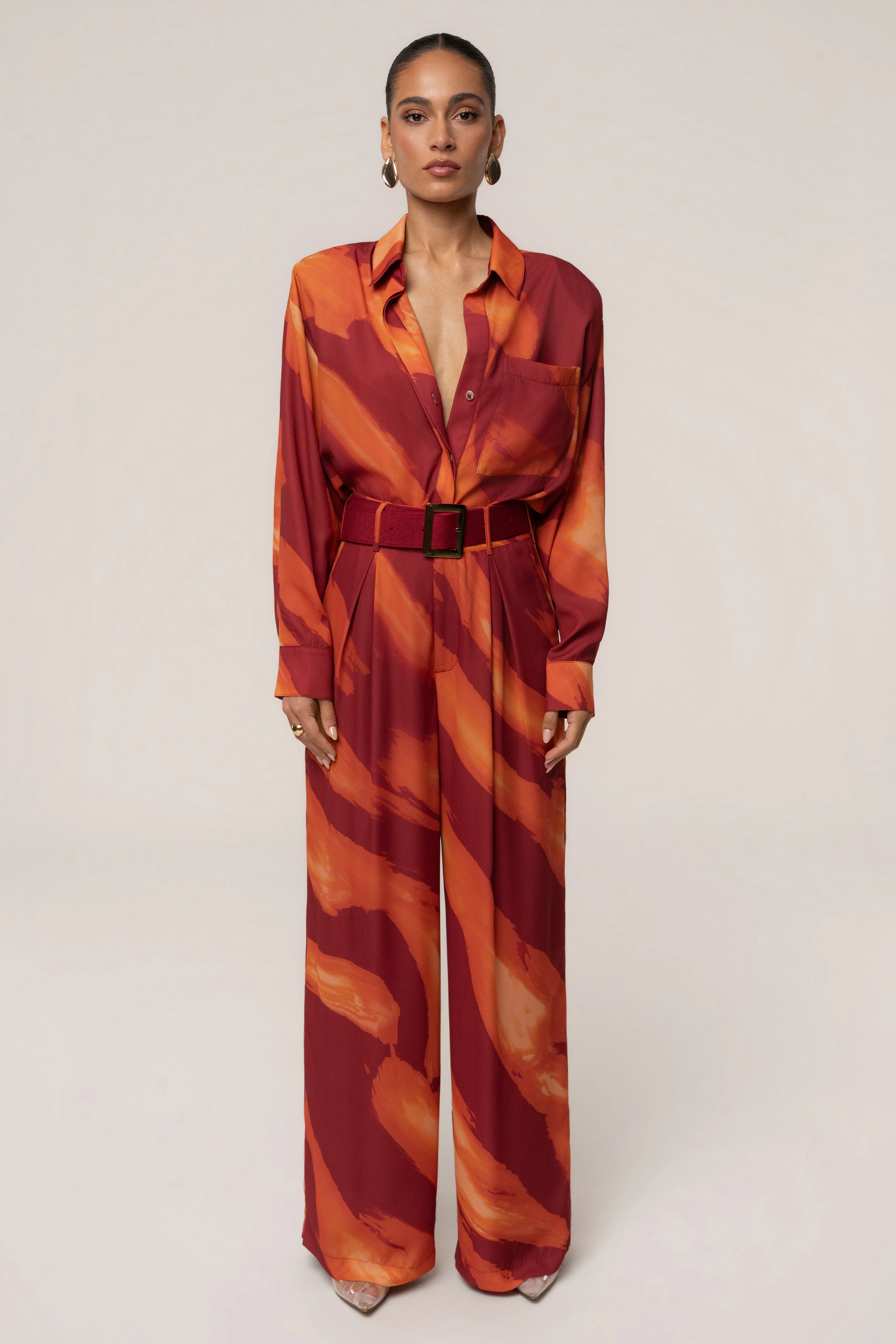 Crimson Dusk Soft Pleated Trouser