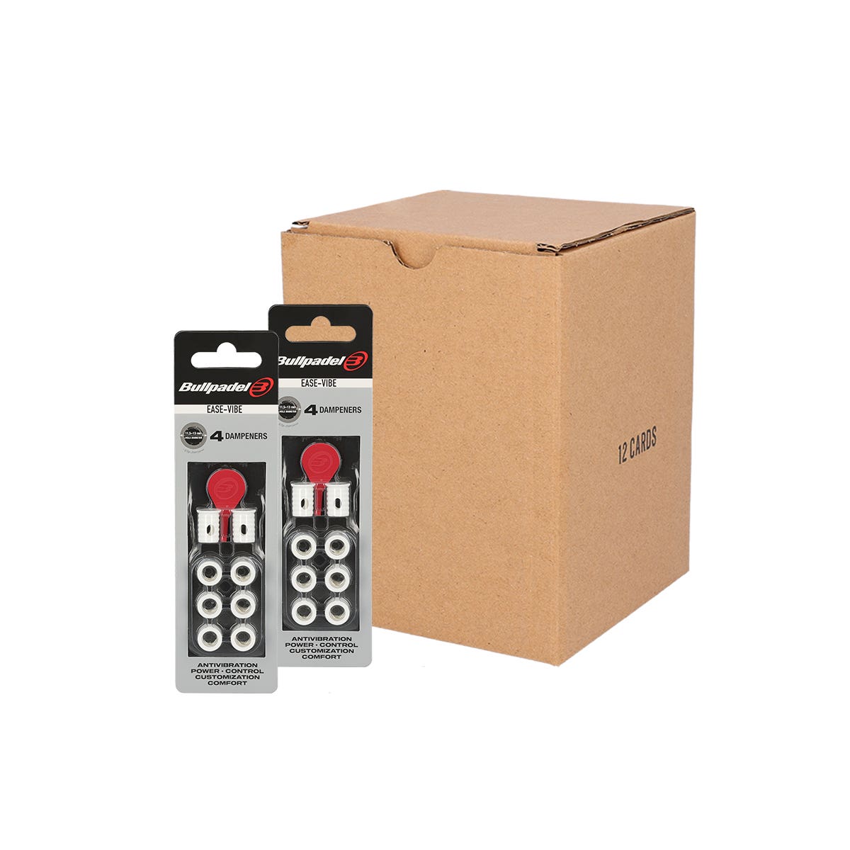 BOX 12 UNITS - BLISTER (4 UNITS) VIBRATION DAMPENER BULLPADEL EASE VIBE WHITE