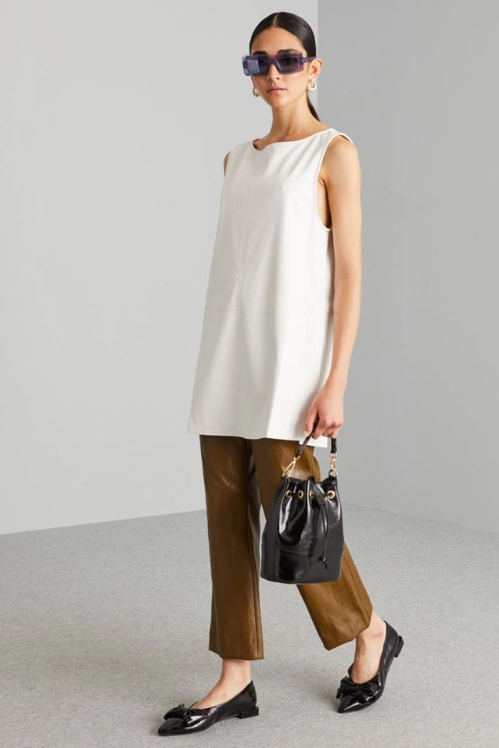 Long coated jersey top - WHITE