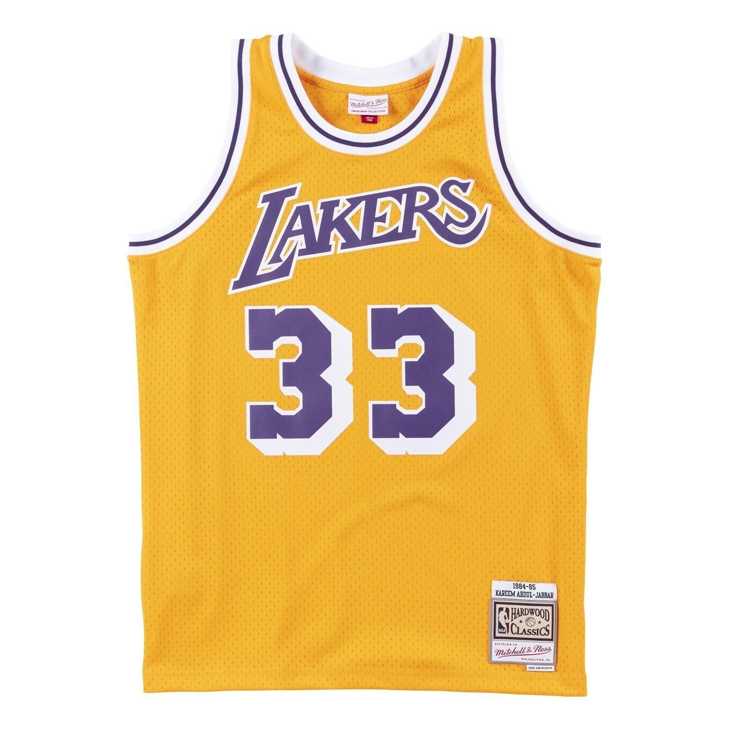 Kareem Abdul-Jabbar #33 Los Angeles Lakers 1984-85 Mitchell & Ness Swingman NBA Jersey Yellow