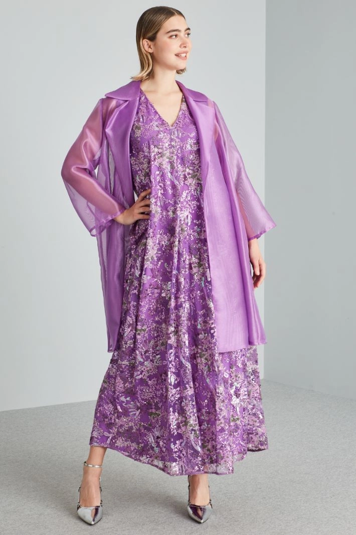 Long embroidered tulle dress - VIOLET