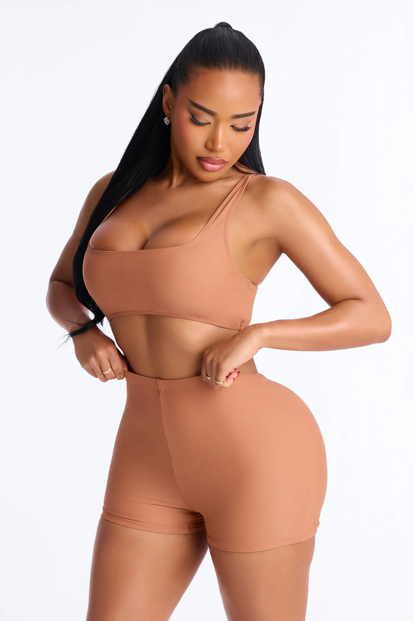 Maui Mix And Match Biker Short Bikini Bottom - Brown