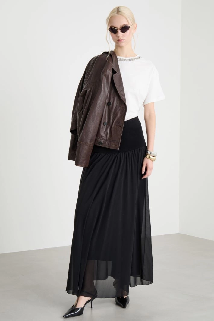 Rhinestone-embellished boxy T-shirt - WHITE