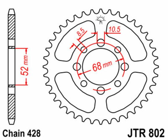 JT. Standard Steel Sprocket 802 - 428Ref: Jtc00146A / 1075116001