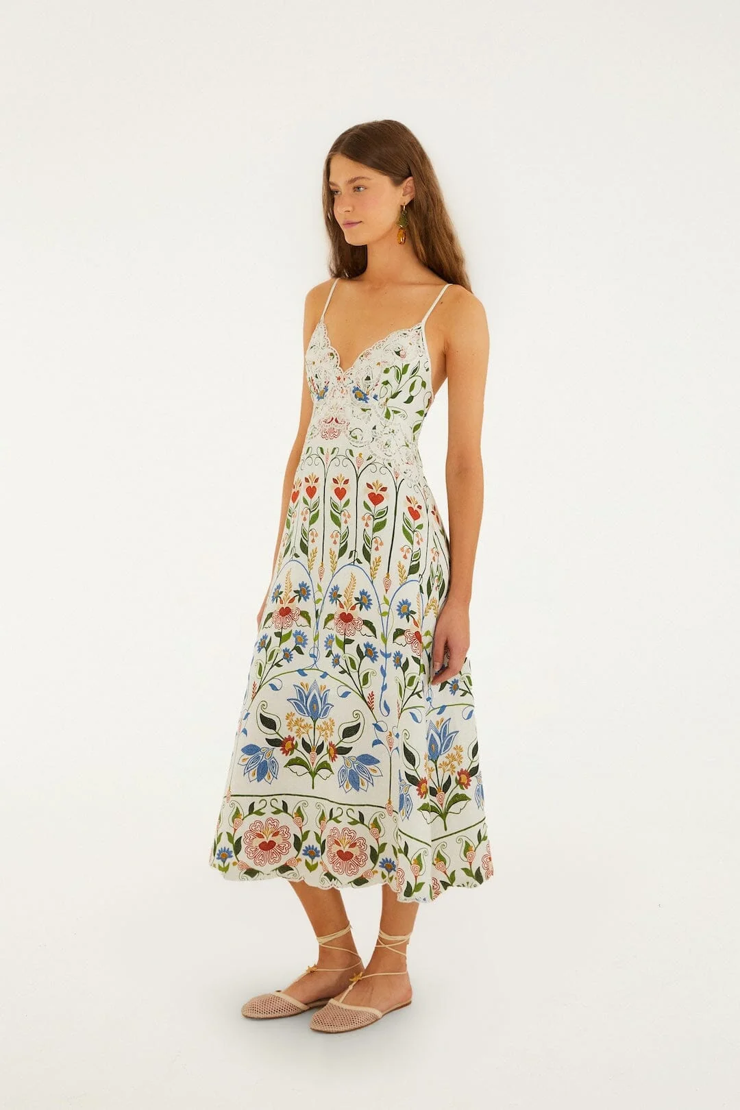 Off-White Stitched Garden Midi Dress