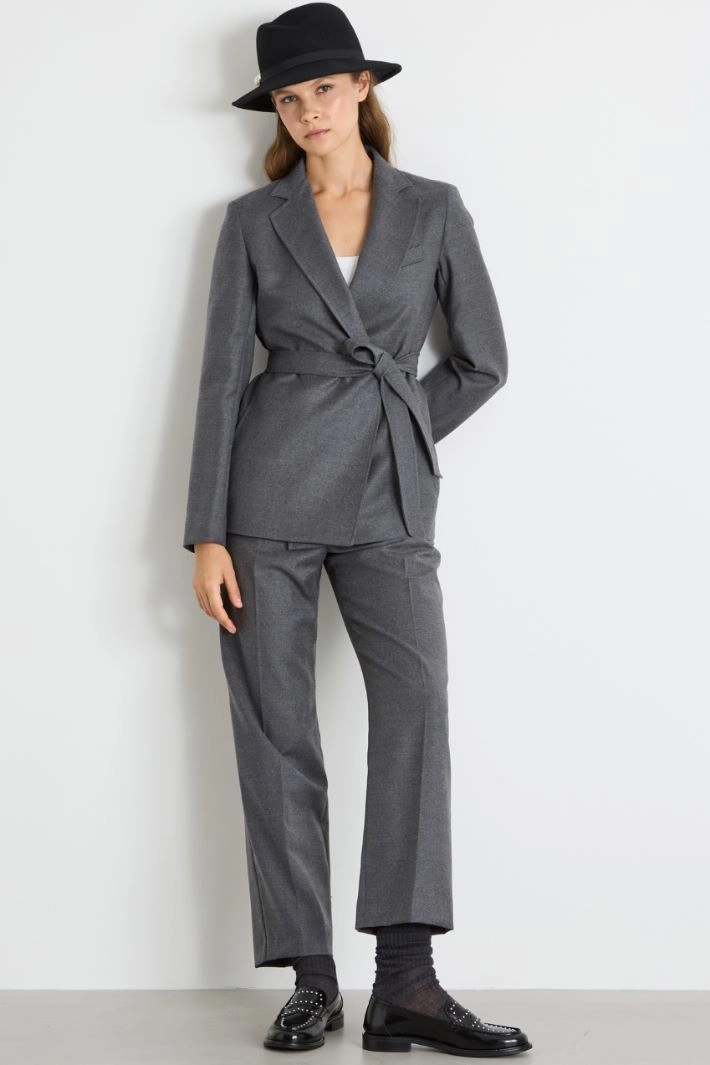 Wool flannel blazer - GREY