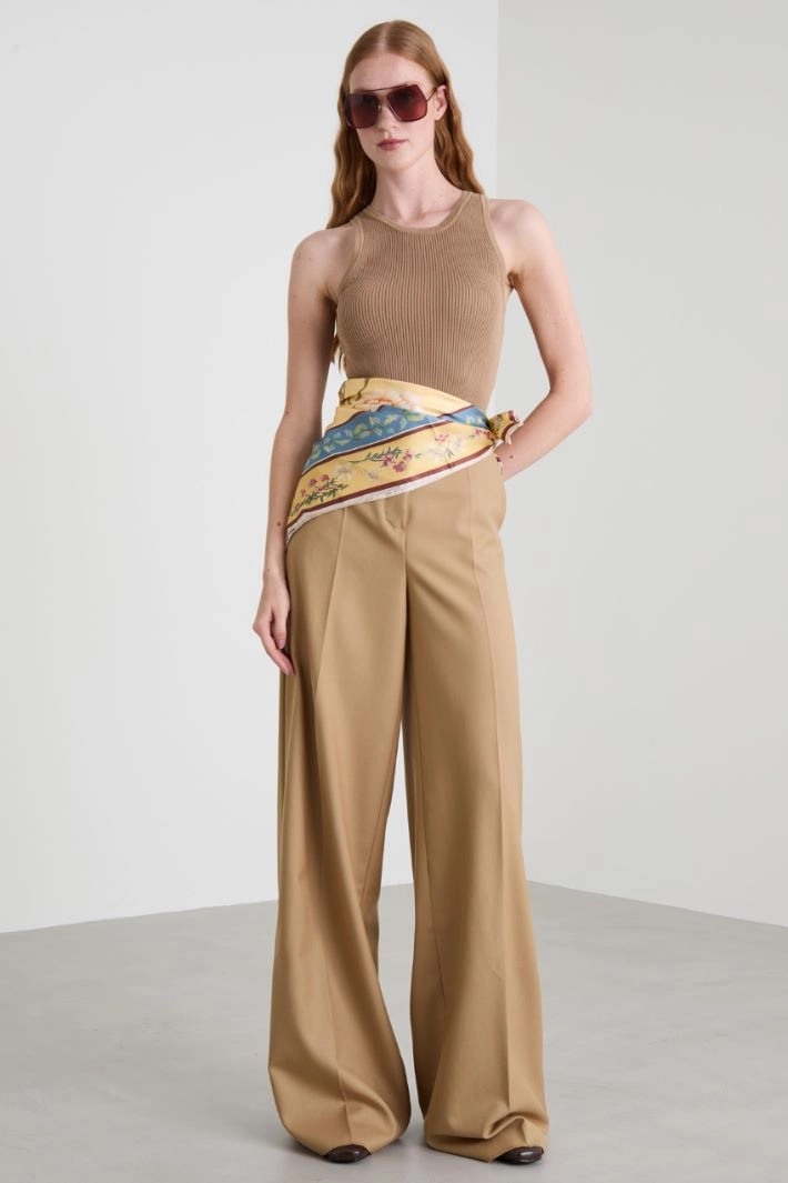 Rib-knit top - CAMEL