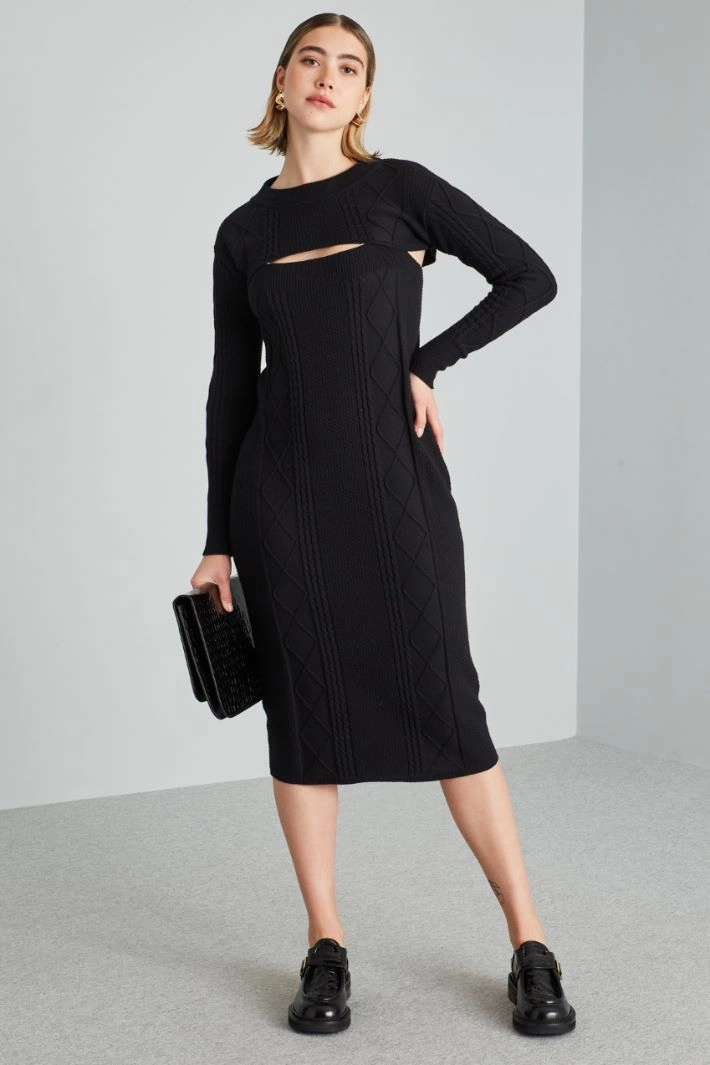 Two piece dress with shrug - BLACK