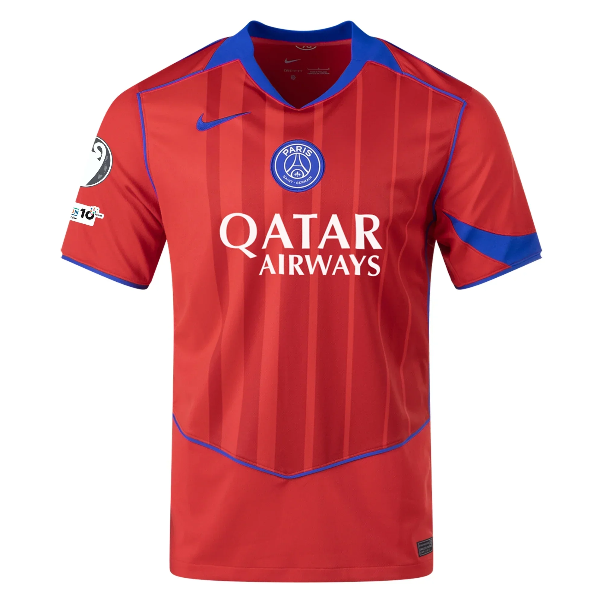 Men's Paris Saint-Germain Ousmane Dembele T90 Third Jersey w/ Champions League Patches 25/26 (Sport Red/Hyper Royal)