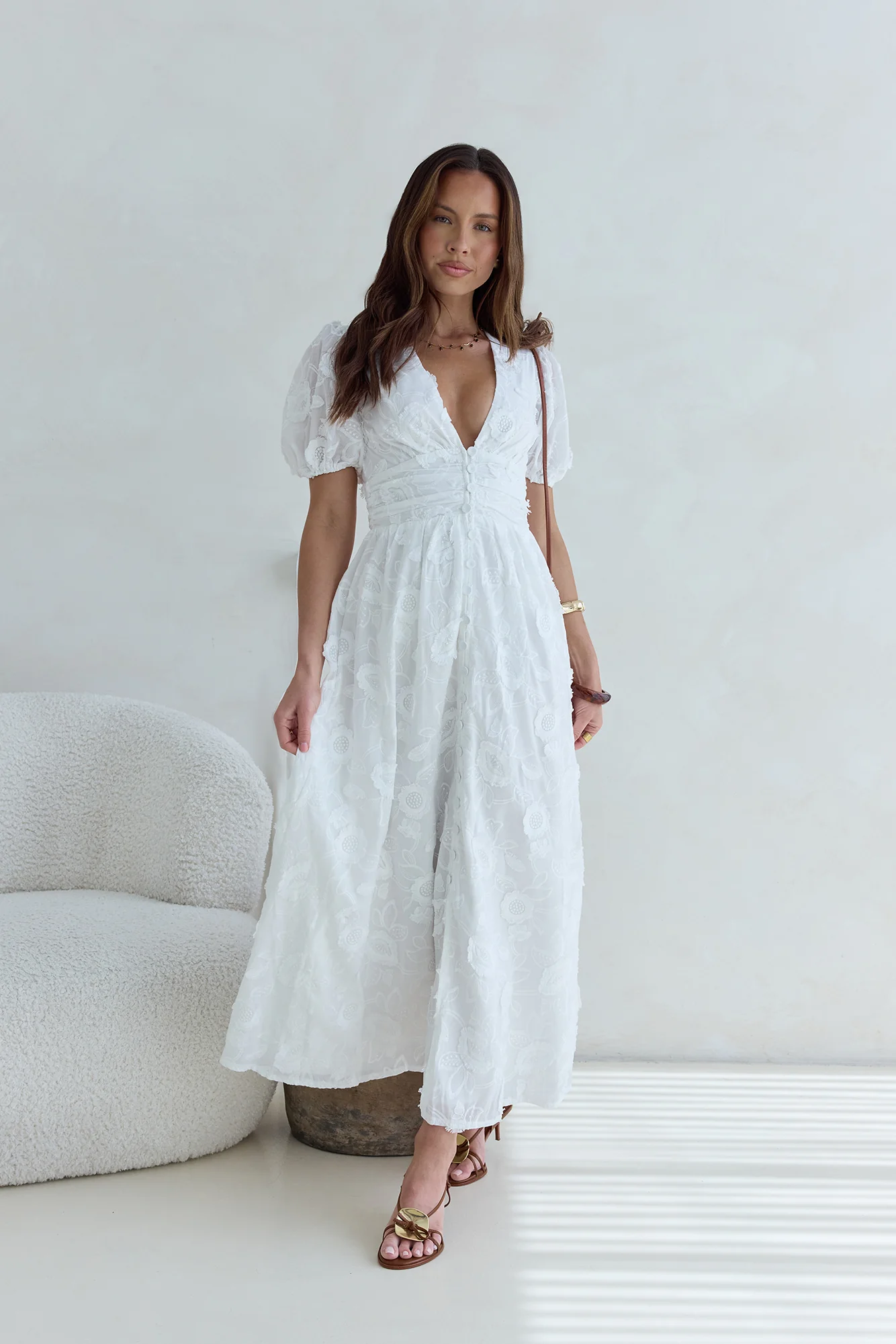 Busy Bee Maxi Dress White