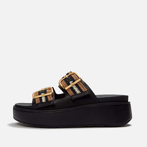 Max Buckle Stripe-Webbing Two-Bar Slides