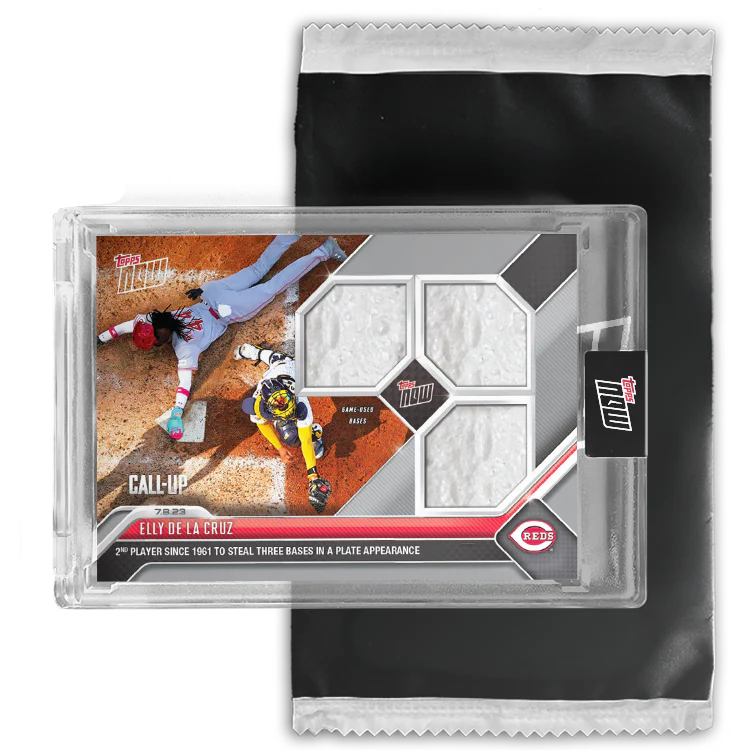 Game-used Triple Relic # to 199 or Lower - Base & Home Plate Swatches - Elly De La Cruz - 2023 MLB TOPPS NOW® Card 541