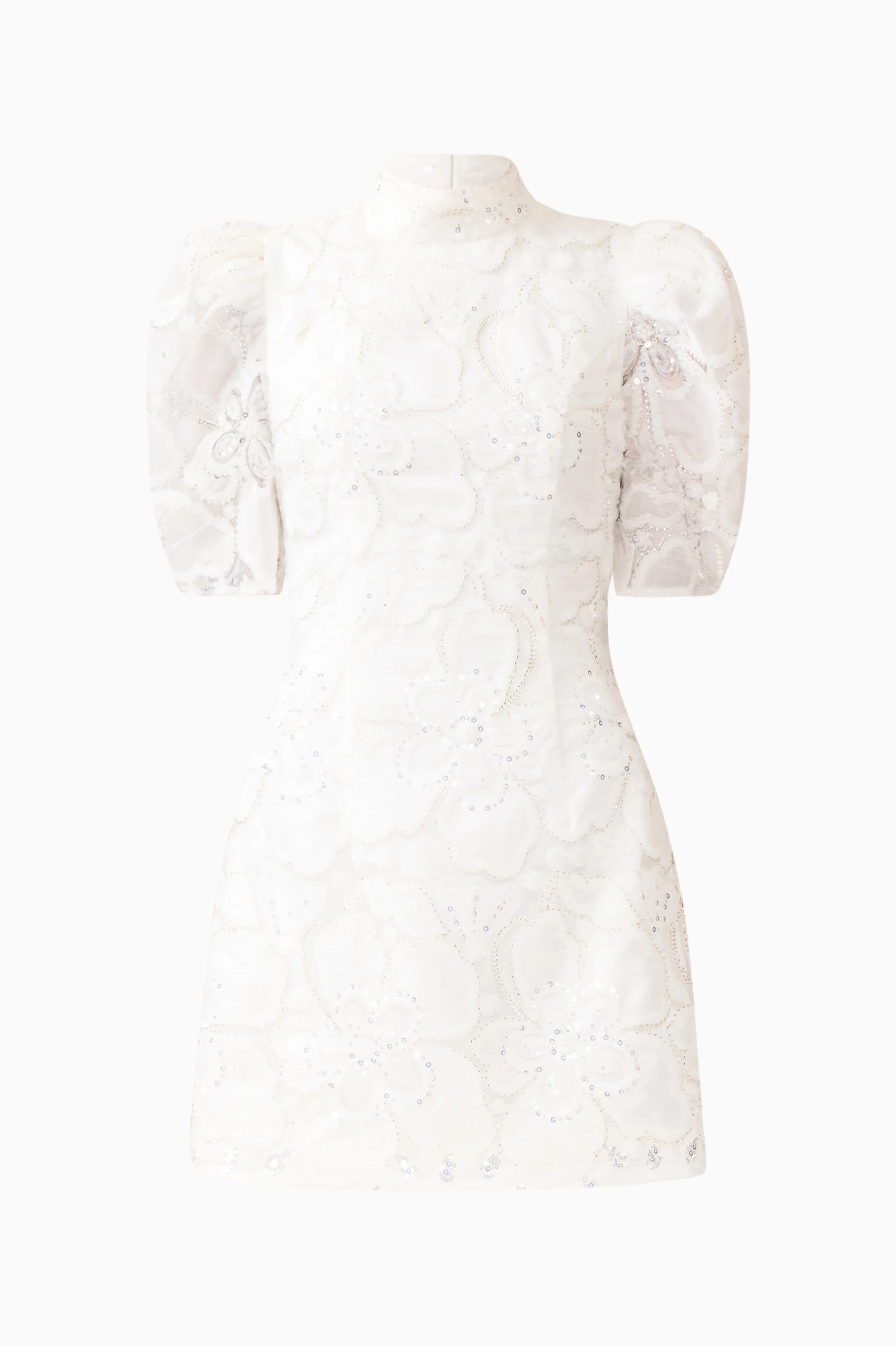 Elowen Floral Applique Mini Dress in White