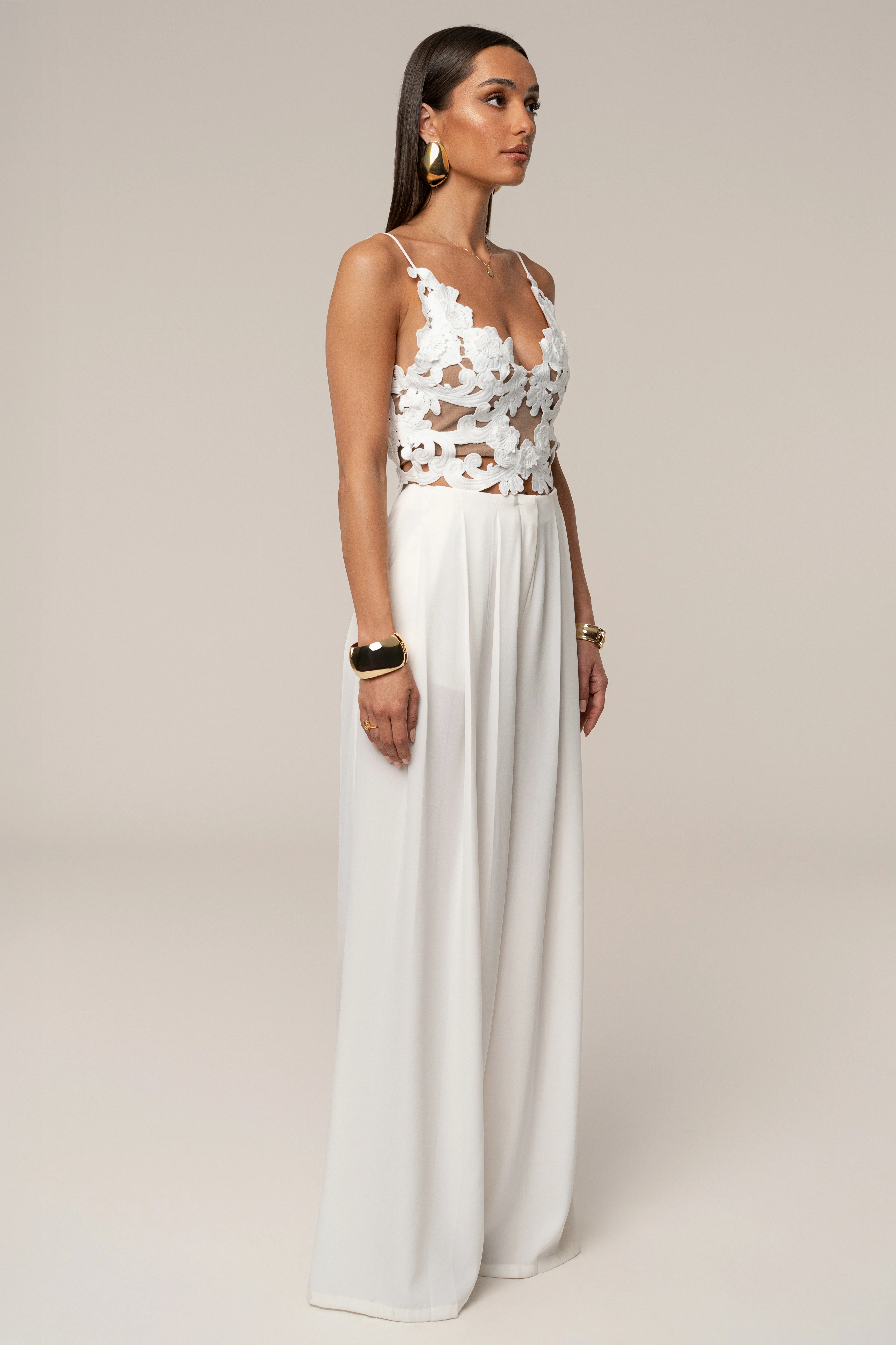 White Summer Ease Wide Leg Pants