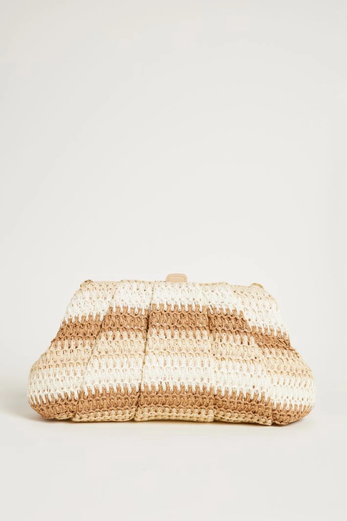 Multicolour raffia-effect bag - WHITE CAMEL