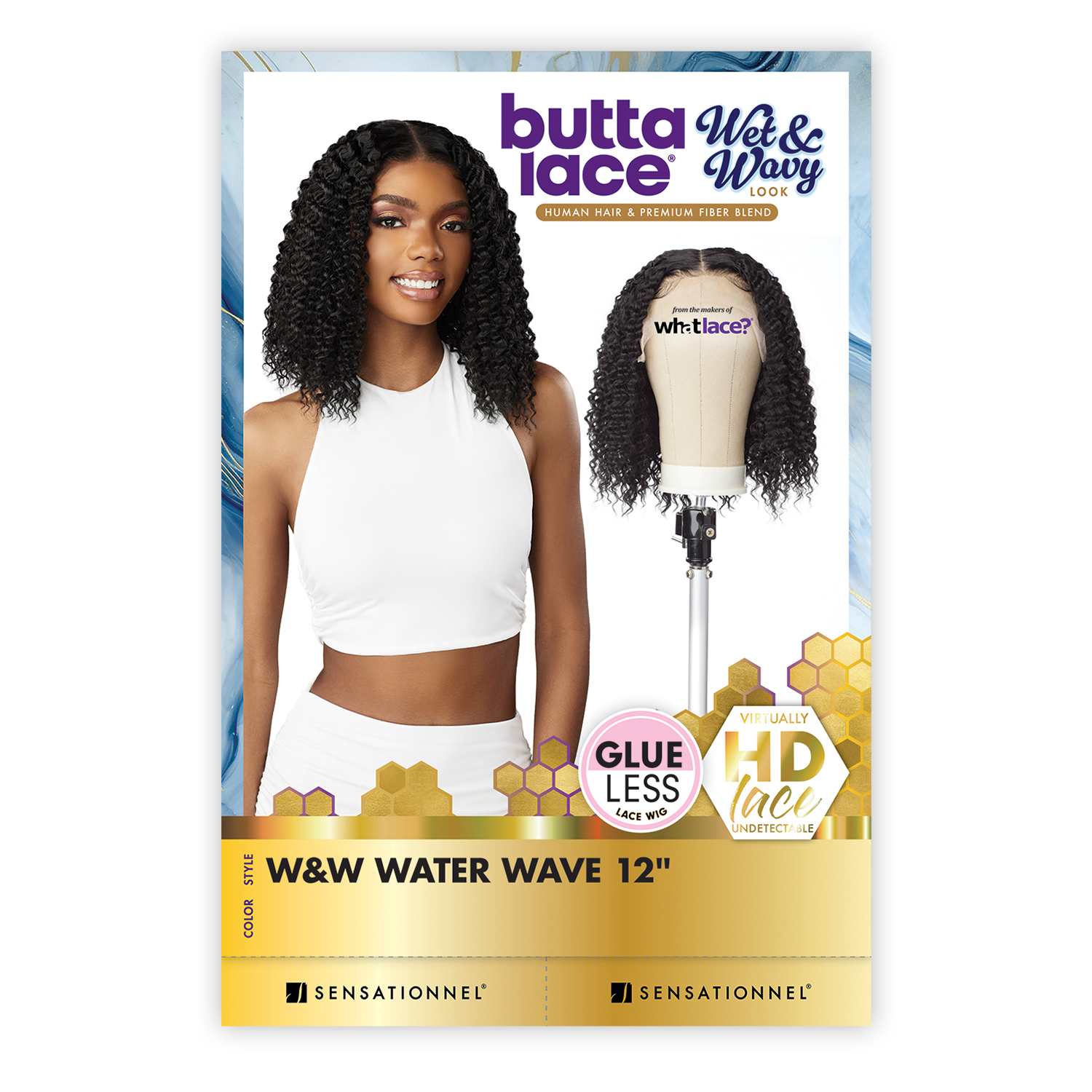 Sensationnel Human Hair Blend HD Lace Front Wig Butta Lace What Lace Glueless Wet N Wavy Water Wave 12