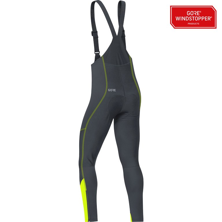 GOREWEAR C3 GORE® WINDSTOPPER® Bib Tights Men - black/neon yellow 9908