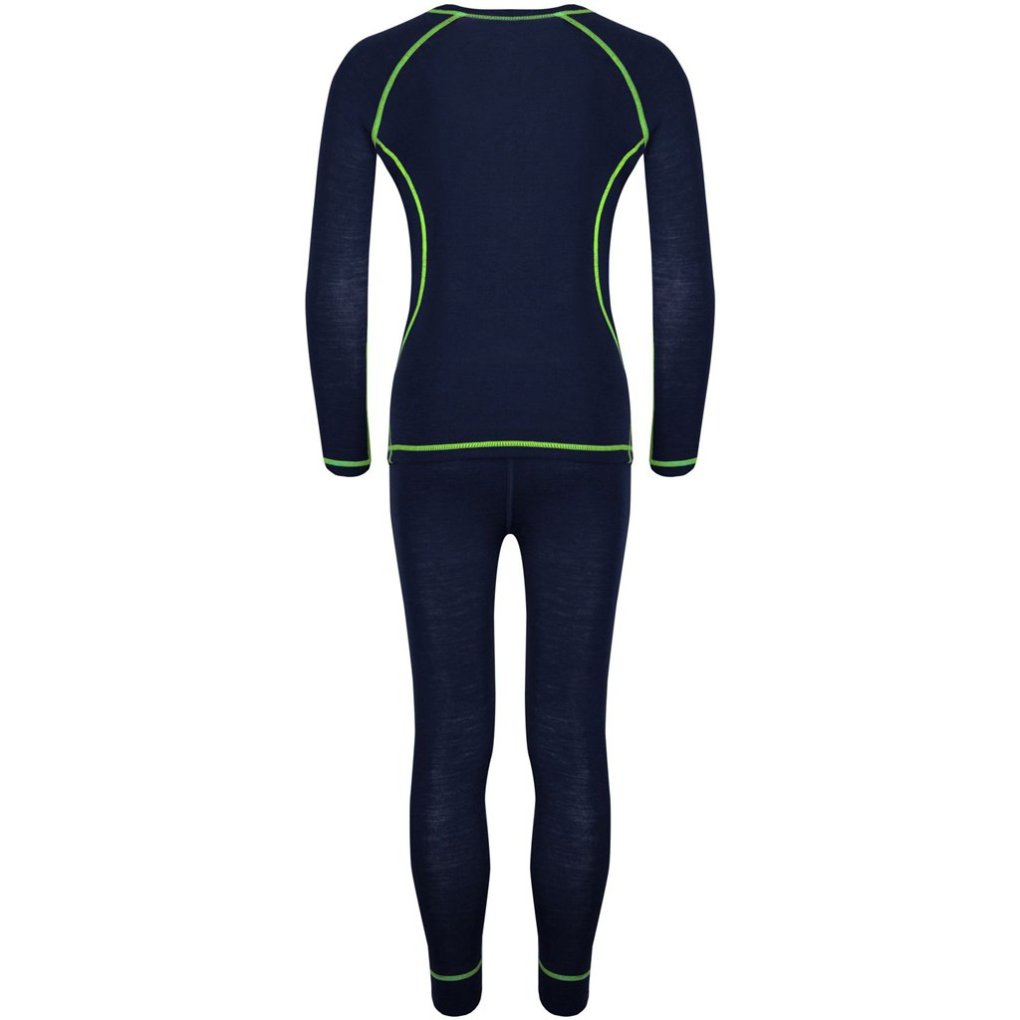 Trollkids Merino Baselayer Set Kids - Navy/Viper Green