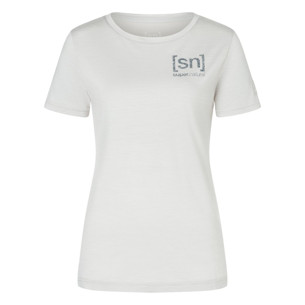 SUPER.NATURAL Logo Lines Bio Tee Women - White Stone Melange/Blueberry