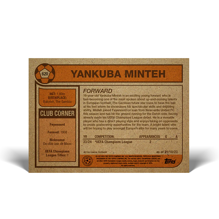 Topps UK - UCC Living Set Card #620 - Yankuba Minteh
