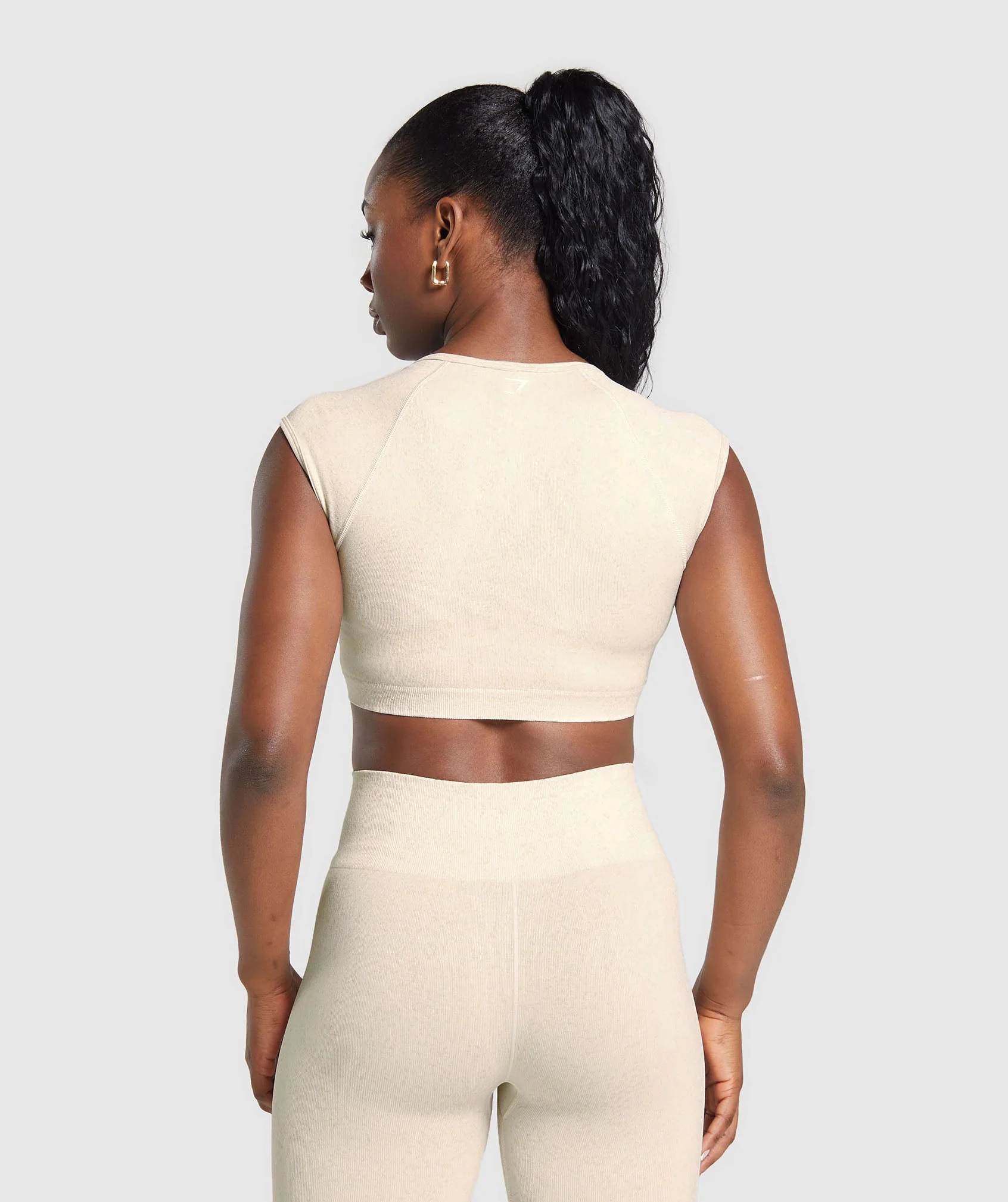 Adapt Fleck Seamless Crop Top Coconut White