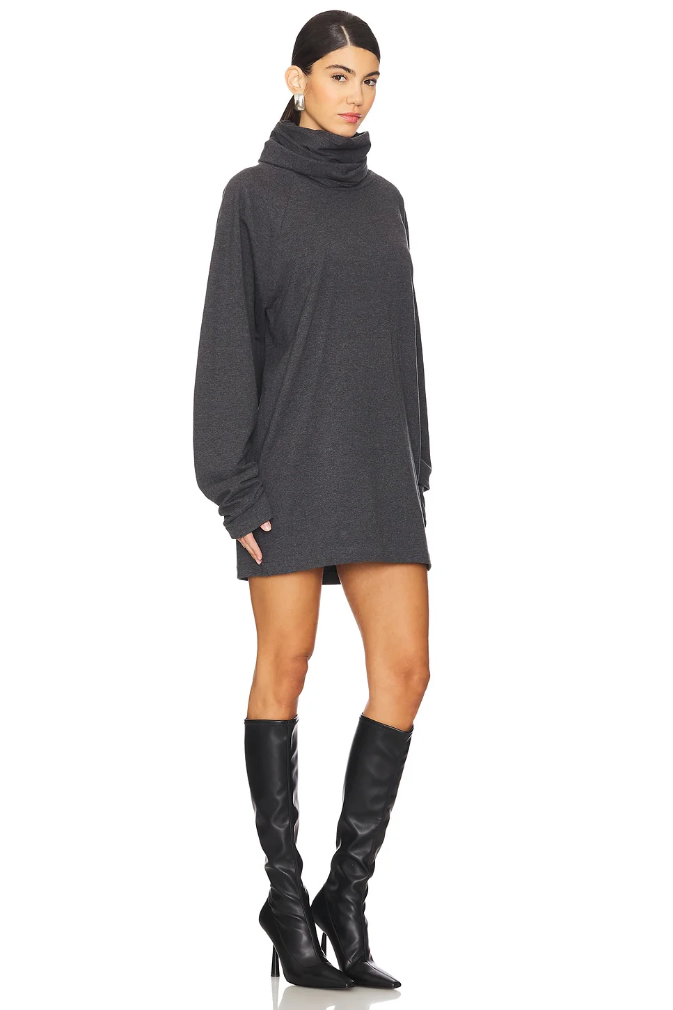 Oversized Raglan Sleeve Turtleneck Mini Dress