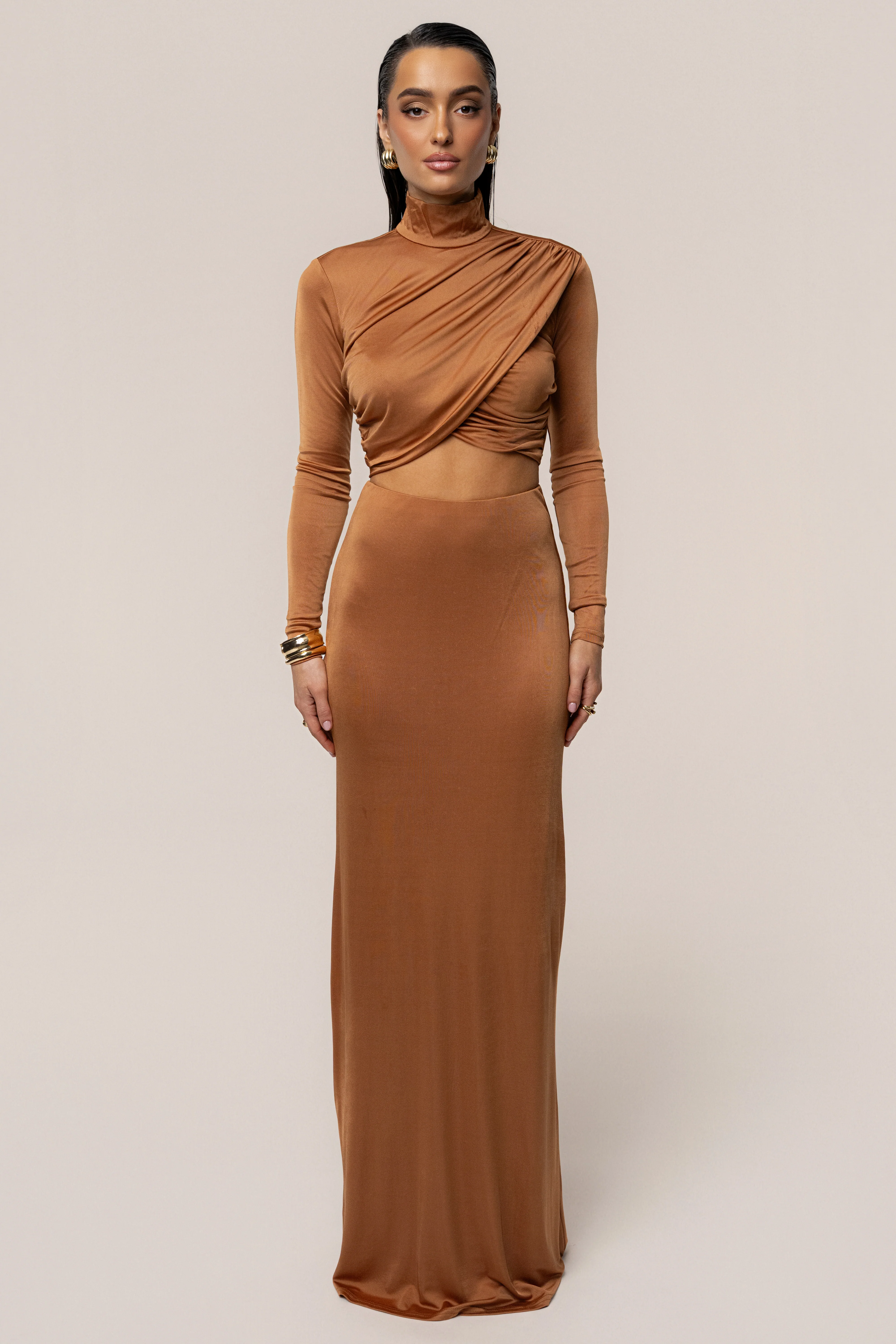Copper Ultra High Waist Maxi Skirt