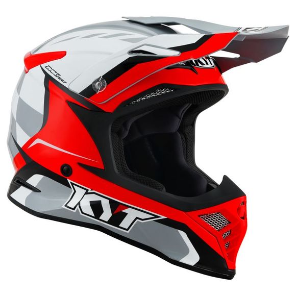 Casque cross KYT SKYHAWK - GLOWING - WHITE/RED 2023 - BlancRef : KYT0109