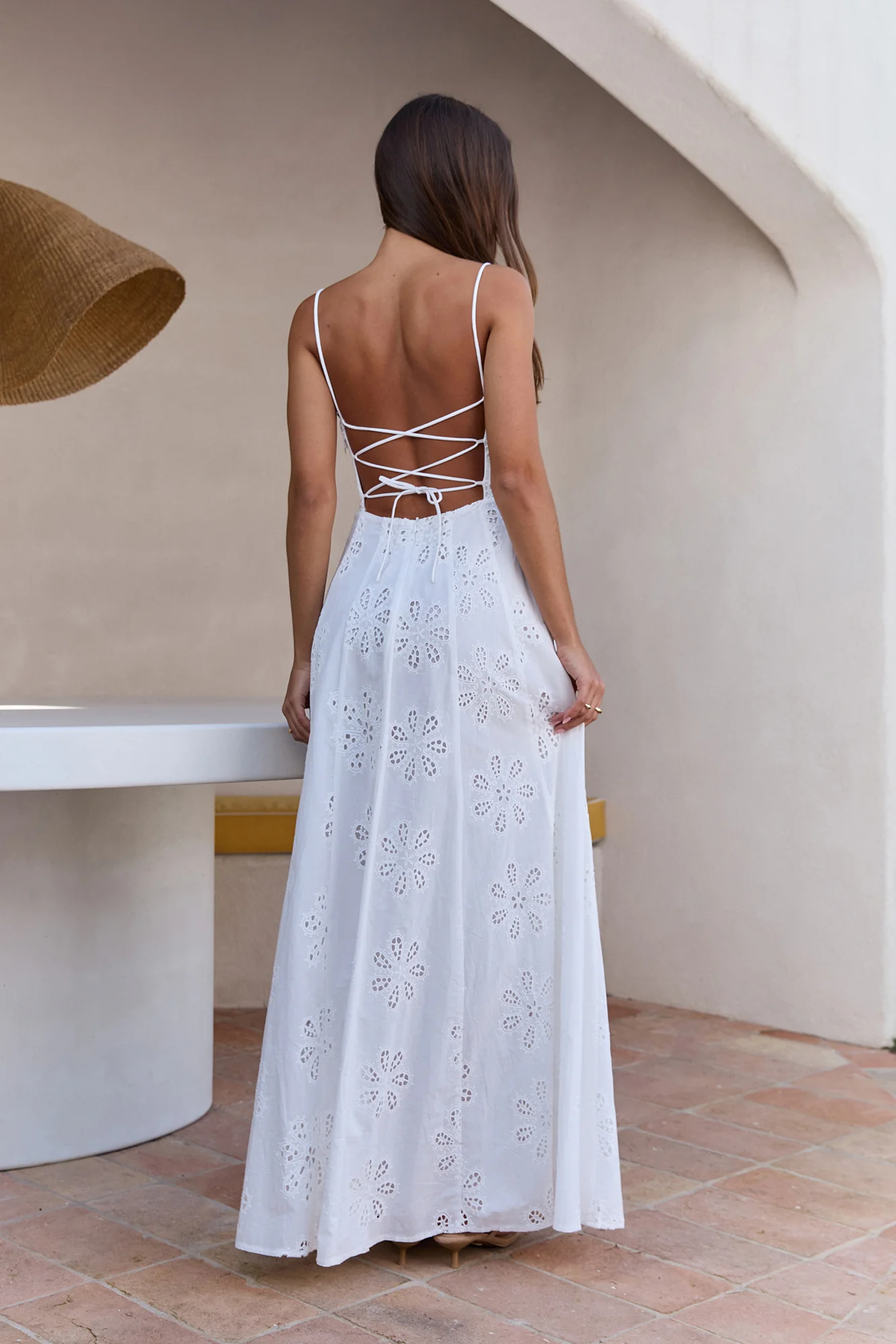 Riviera Glow Embroidered Maxi Dress White