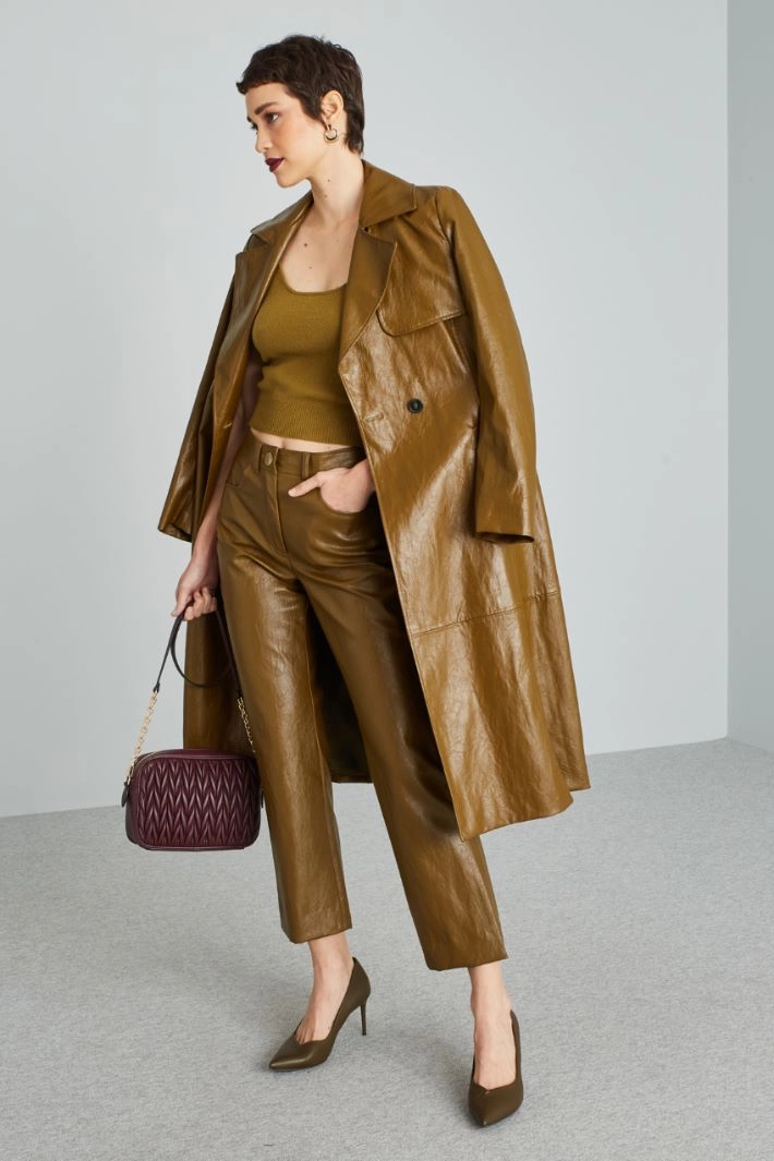 Coated jersey trousers - OLIVE