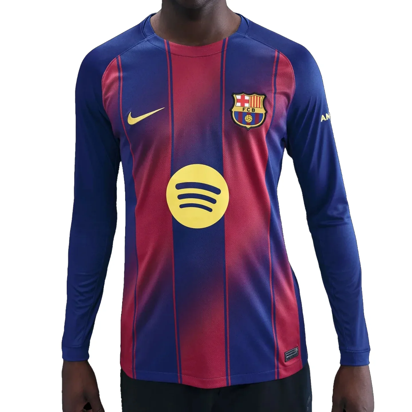 Men's Lamine Yamal Barcelona 25/26 Long Sleeve Home Jersey w/ Champions League Patches (Deep Royal Blue/Midwest Gold)